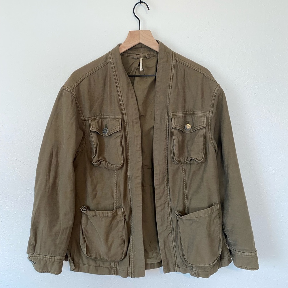 Free People Army Green Cargo Coat